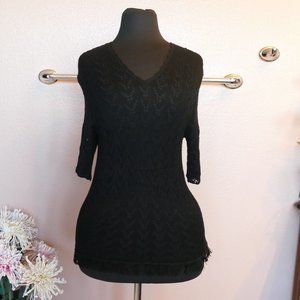 Crochet Black Top- Size S